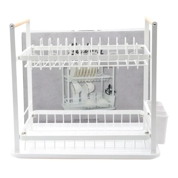 Escurridor metal 2 pisos blanco con madera – HUDSON