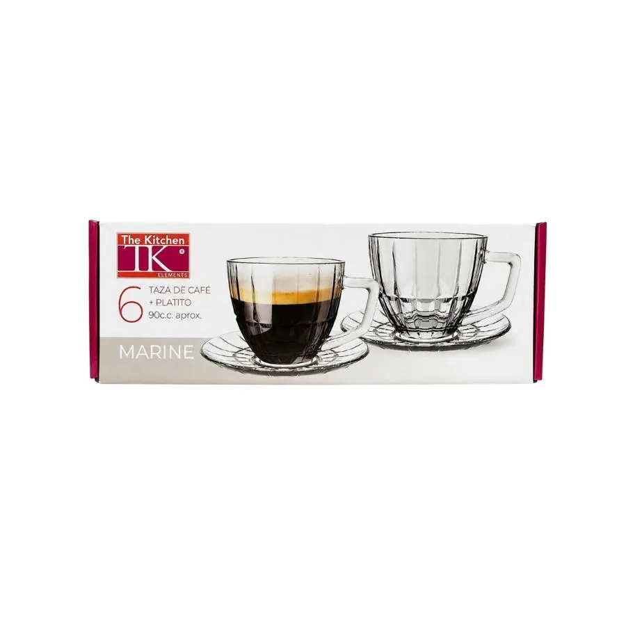 JUEGO VID CAFE x 6 TK c/PLATO 90cc "MARINE"
