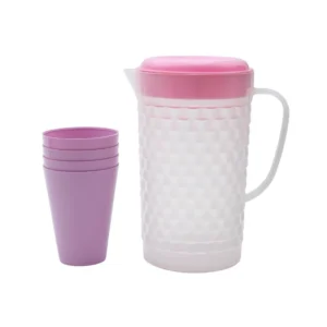 Set jarra de plástico Panal 1,6 L con tapa + 4 vasos