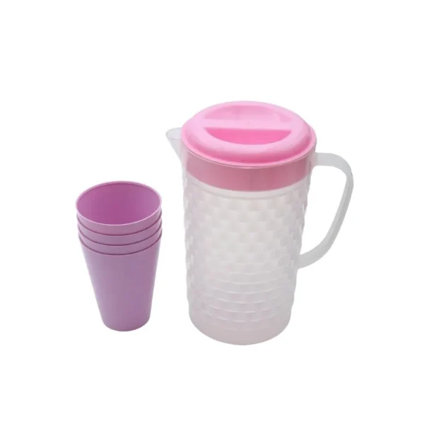 Set jarra de plástico Panal 1,6 L con tapa + 4 vasos