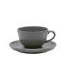 Taza de té con plato de cerámica Flat Gray 200 cc - OXFORD