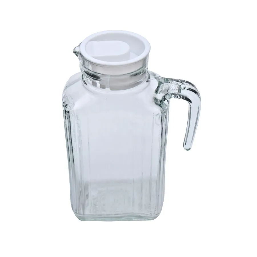 Jarra de vidrio rectangular 1,6 L con tapa – KREMER