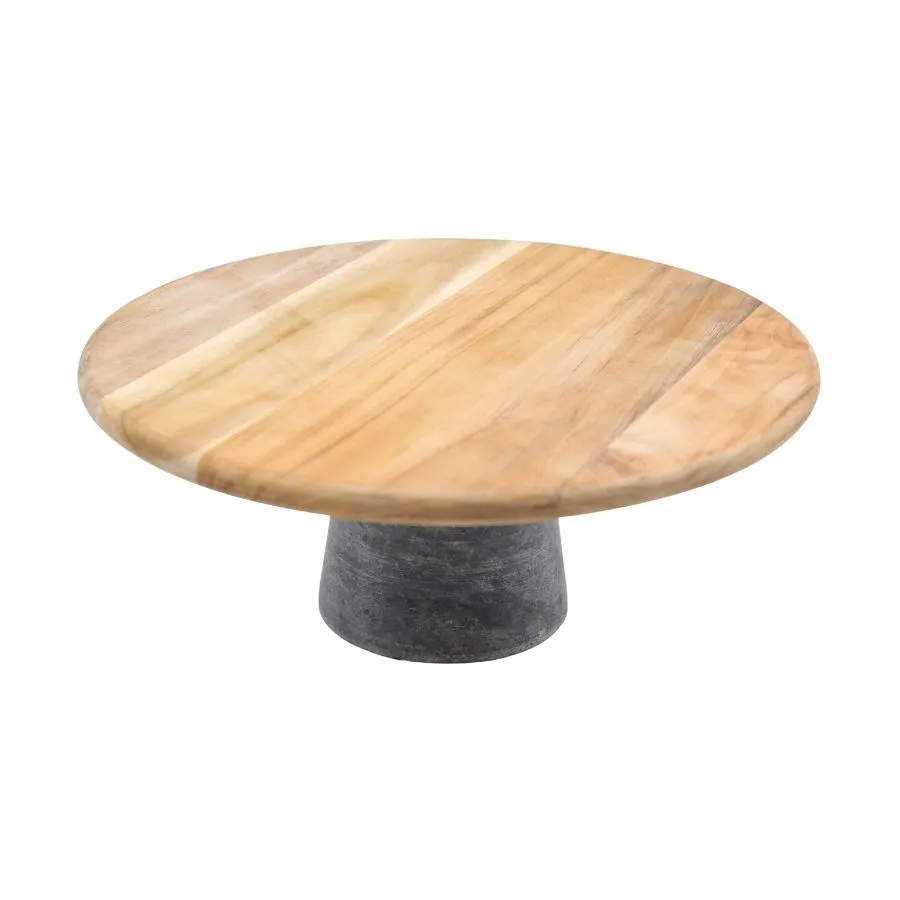 POSA TORTA DE MADERA CON PIE DE PIEDRA DE 32 cm - TRAMONTINA