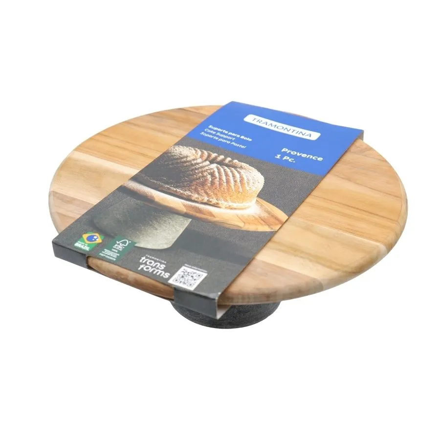 POSA TORTA DE MADERA CON PIE DE PIEDRA DE 32 cm - TRAMONTINA