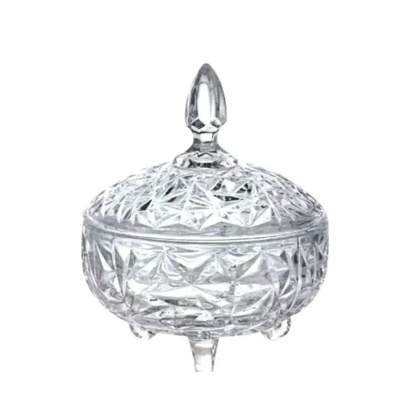 Caramelera vidrio con tapa y pie 9 cm