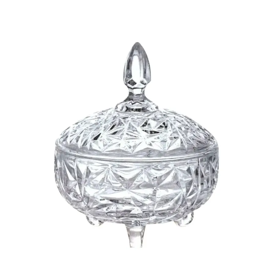 Caramelera vidrio con tapa y pie 9 cm