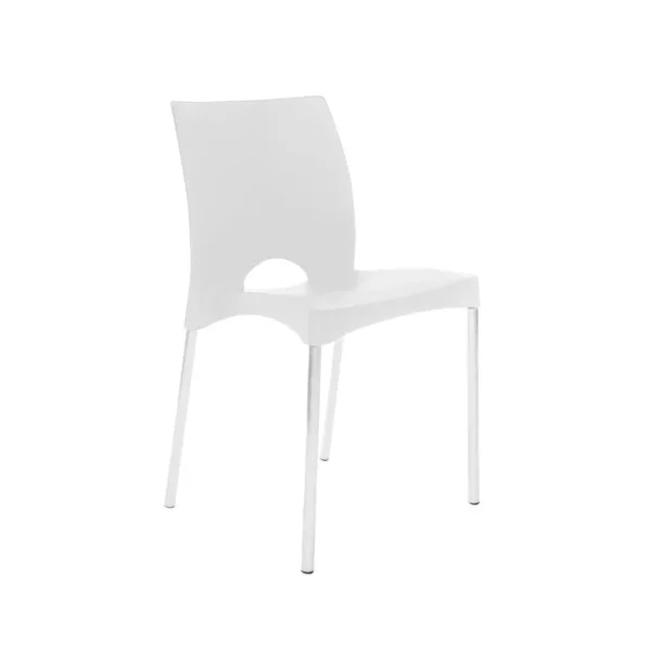 Silla Boston blanca con patas de aluminio – GARDENLIFE